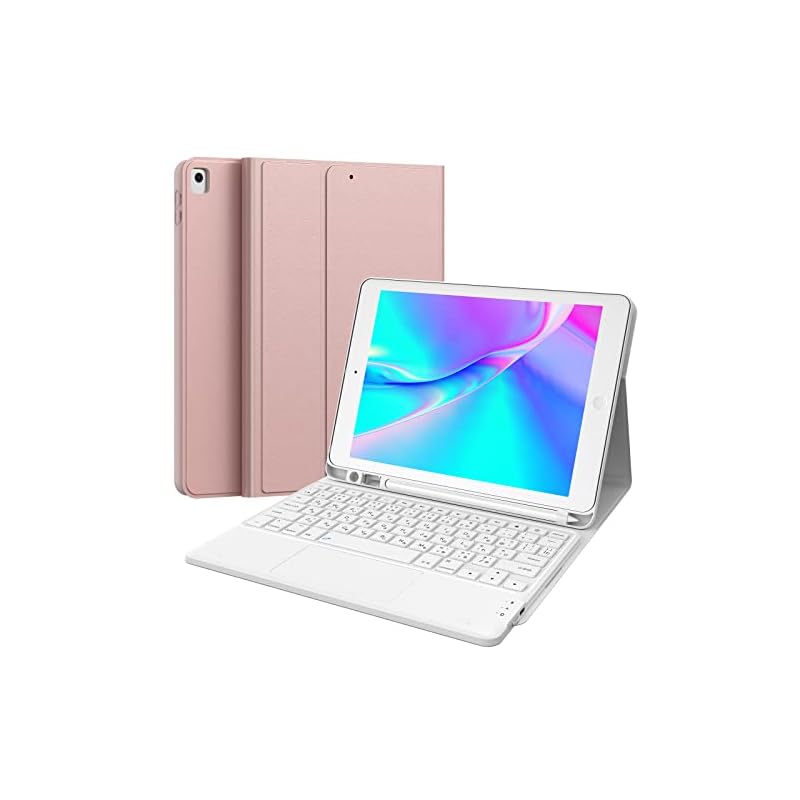 Earto iPad 9世代 8世代 7世代 キーボードJIS基準日本語配列 iPad 10.2/10.5 bluetoothキーボード タッチパッド搭載 脱着式 多角度調整 [ペンシルホルダー付き]
