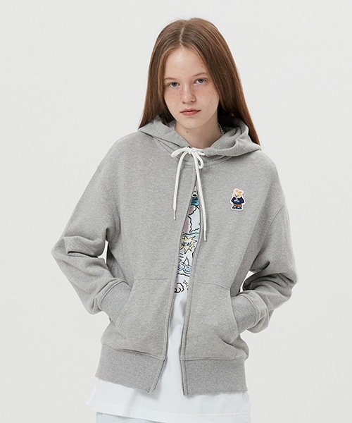 21SS 新作 WITTY BUNNY ZIP UP HOODIE [MELANGE GRAY]