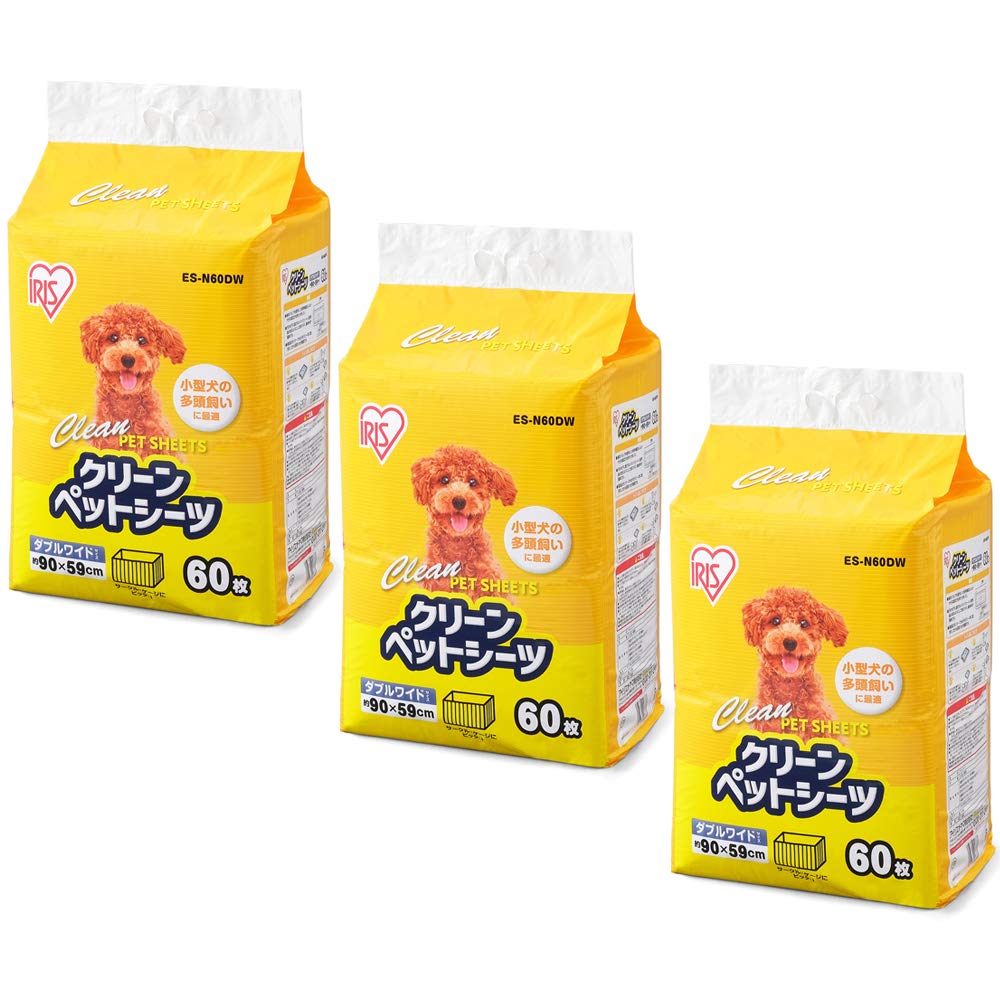 アイリスオーヤマ ペットシーツ 薄型 抗菌 消臭 中型犬・大型犬 ダブルワイド 60枚×3袋(180枚入) (ケース販売)