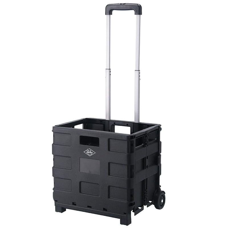 ぼん家具 折りたたみ キャリー カート コンテナ 軽量 コンパクト 収納 台車 運搬 ブラック