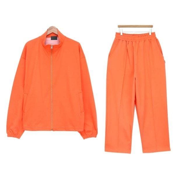 ロングパンツ - ジャージセットアップアウター ストリングジップアップ
