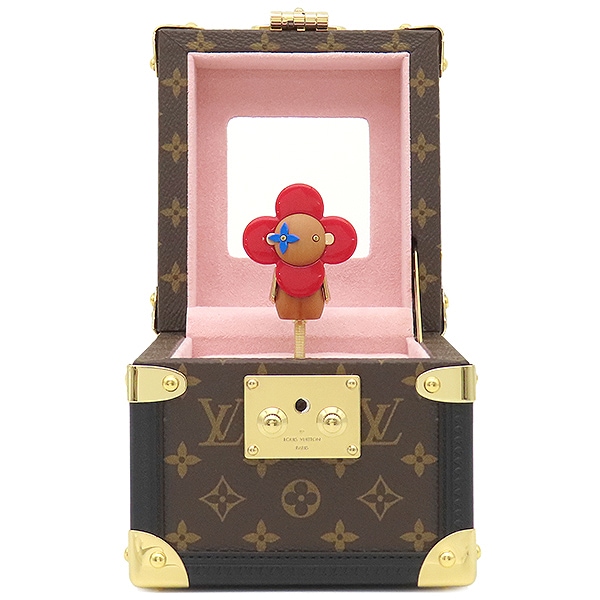 ルイヴィトン LOUIS VUITTON 小物 ボワット ア ムジーク モノグラムキャンバス カーフレザー 木材 モノグラム ゴールド金具 オルゴール ボックス ヴィヴィエンヌ ミニトランク 草間彌
