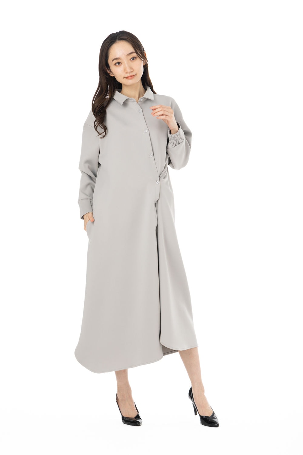 サイズM－L 長袖 2wayワンピース　クッションダイバー生地　羽織ボンディング 6,720円