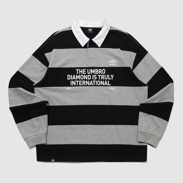 ストライプ ラグビー Tシャツ BLACK UR121CTL11 BLK0