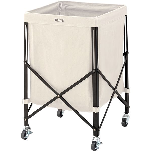 フォールディングバスケットワゴン 約W36xD36xH56cm アイボリー 組立品