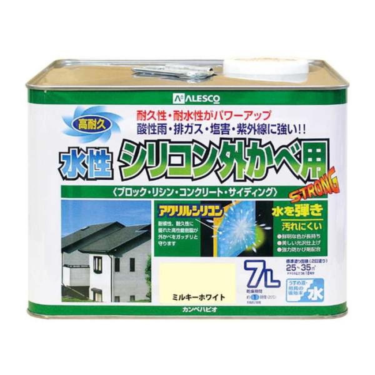 カンペハピオ 水性シリコン外カベ用 ミルキーW 7L