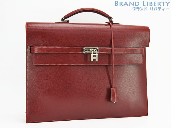 美品エルメスケリーデペッシュ38ビジネスバッグブリーフケース書類かばんハンドバッグボルドーリセ