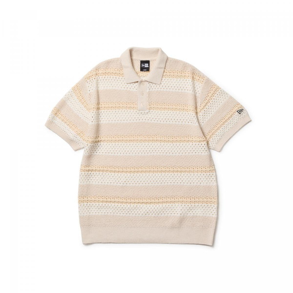 ニューエラ NEW ERA 半袖 サマーニット メッシュ ポロシャツ オフホワイト ゴルフ 14391512