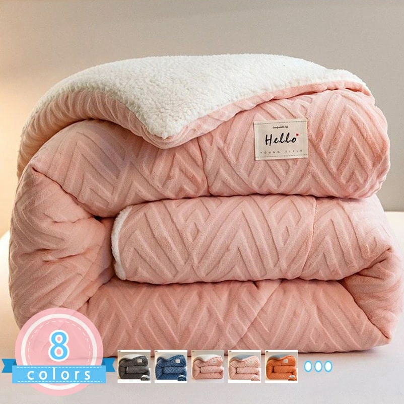 毛布 ブランケット シングル 厚手 ひざ掛け 2枚合わせ ボア シープ調 リップル フランネル 膝掛 大判 イエロー オシャレ プレゼント 出産祝い 静電気防止 抗菌 防臭 防ダニ 雲に包まれる ブラ