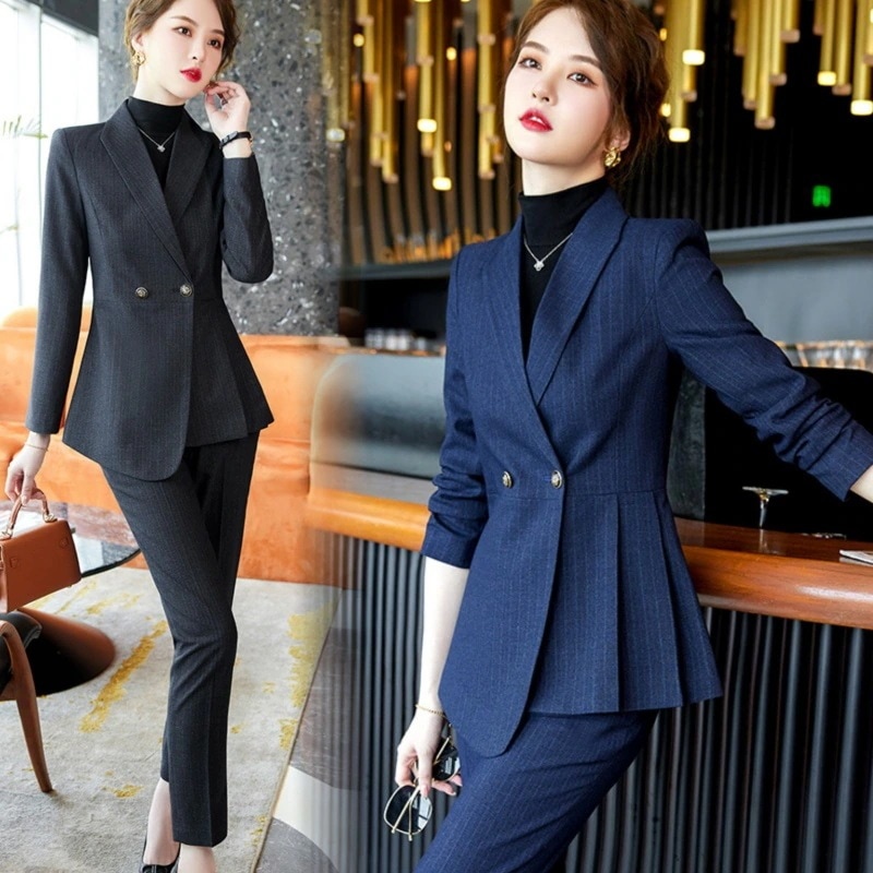 気質OL 秋 長袖 フォーマル ビジネススーツセットアップ レディース ジャケット/ズボン二点セットママ スーツ入園式 入学式 卒園式髙品質 スーツ着痩せ テーラードドレス大きいサイズスーツ