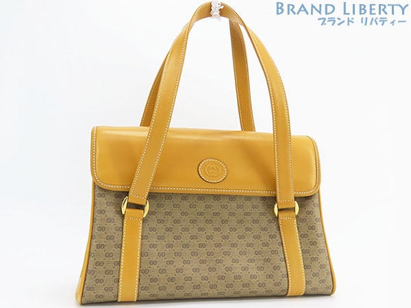 美品グッチヴィンテージオールドグッチインターロッキングGハンドバッグトートバッグブラウンベージュ0001160089
