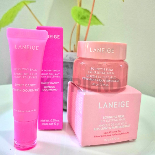 リップグロイバーム10g【スイーツキャンディー香】 + バウンシーアンドファームアイスリーピングマスク20g アイ専用スリーピングマスク ジェルバームテクスチャー ギフト用ビューティーセット
