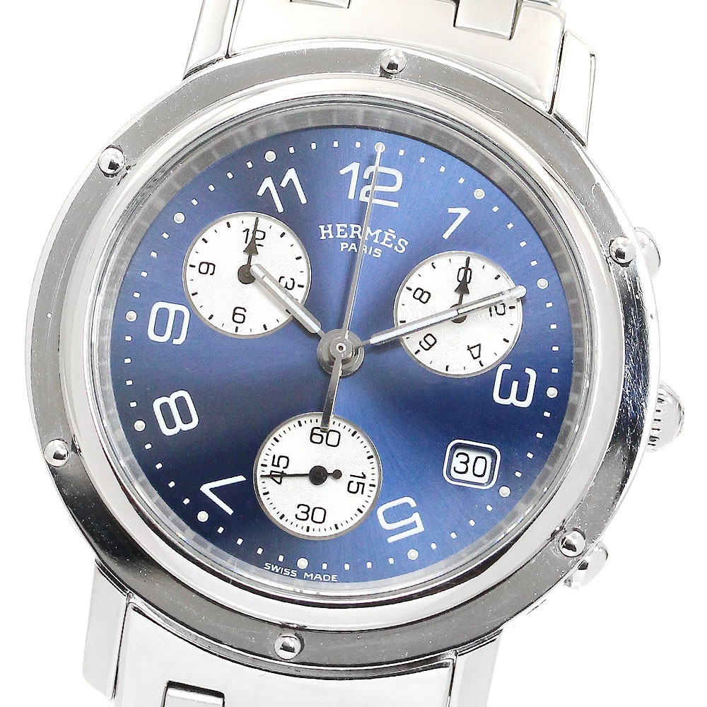 エルメス HERMES CL1.910 クリッパークロノ デイト クォーツ メンズ _896025【中古】