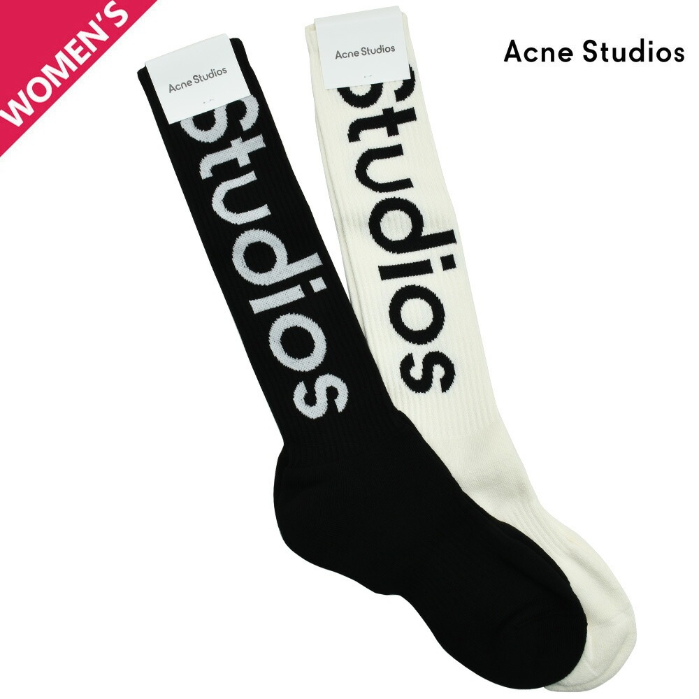 アクネストゥディオズ ハイソックス レディース 靴下 ロゴ ホワイト ブラック 白 黒 Acne Studios SOCKS[c80085]