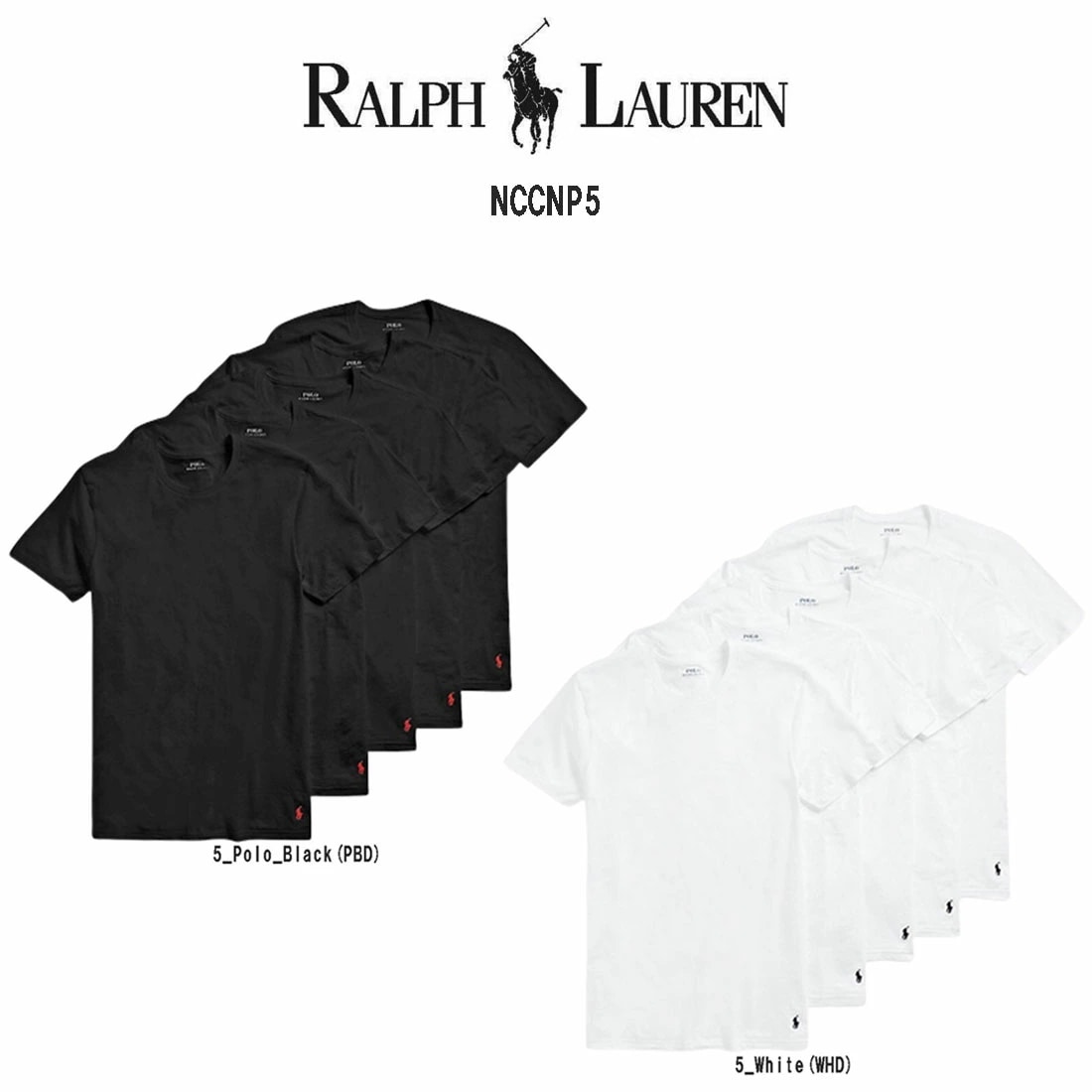 POLO RALPH LAUREN Tシャツ クルーネック 半袖 コットン クラシックフィット 5枚組 パック メンズ インナー 男性用 下着 NCCNP5