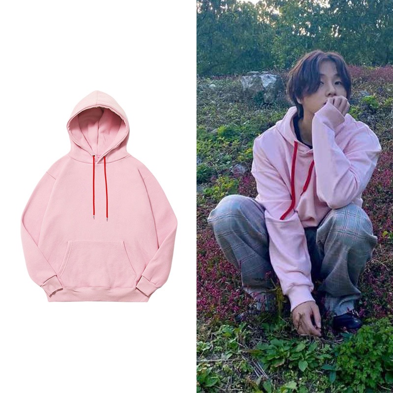キムジンファン服スウェットシャツピンクプルオーバーパーカープラスベルベット薄手秋冬男性と女性用