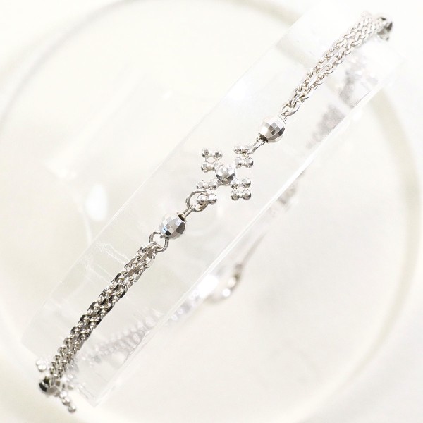 K18 18金 WG ホワイトゴールド ブレスレット 約18cm ジュエリー 中古