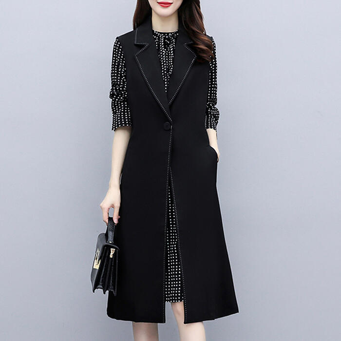 セットアップ レディース おしゃれ ツーピース ジャケット ベスト ワンピース ひざ丈 ドット シフォン 長袖 Aライン エレガント きれいめ カジュアル レイヤード 通勤 オフィス 大人 可愛い 重 4,675円