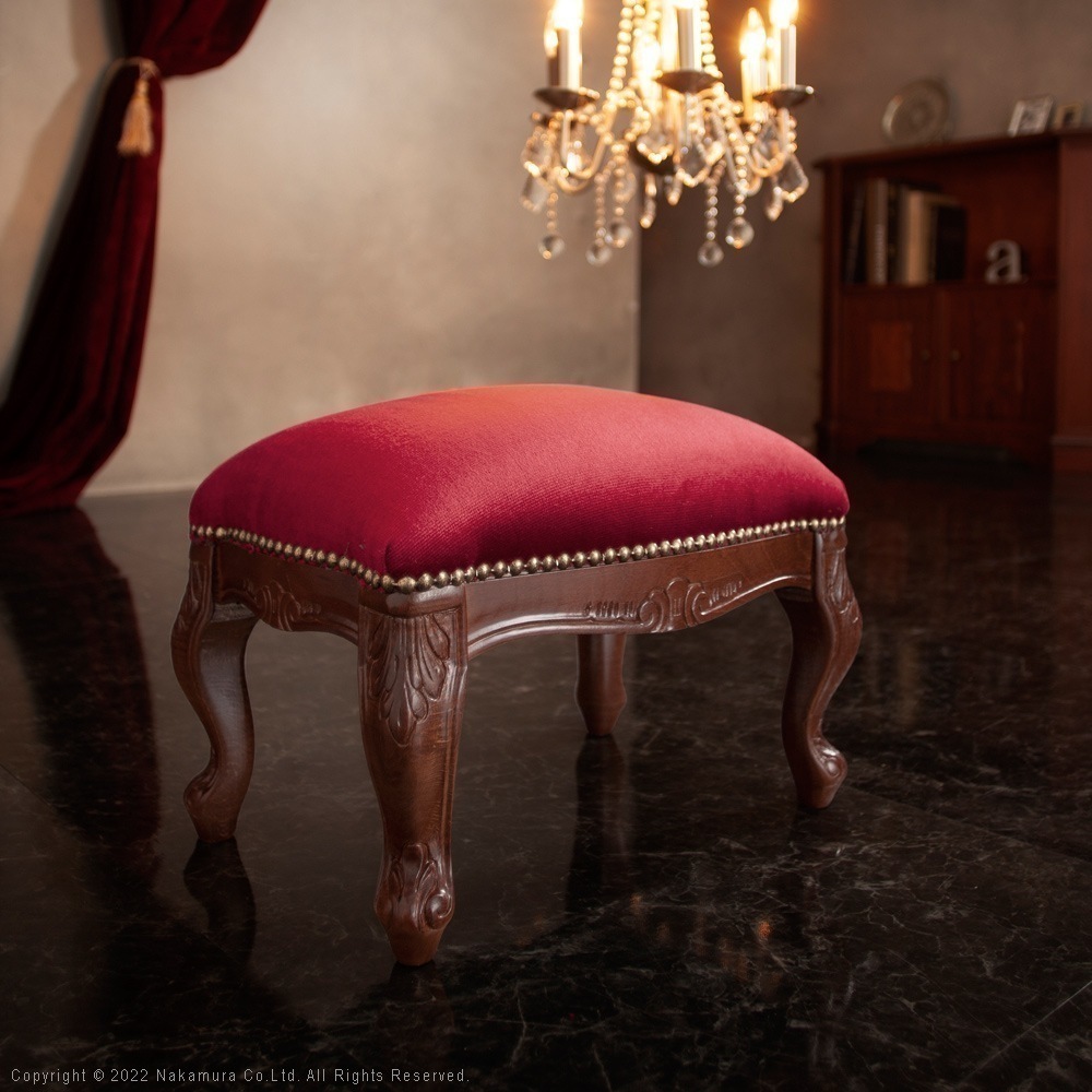 椅子 チェア スツール アンティーク クラシカル エレガント イタリア製 高級感 木製 オットマン おしゃれ いす イス 猫脚 天然木 完成品 座面高26cm