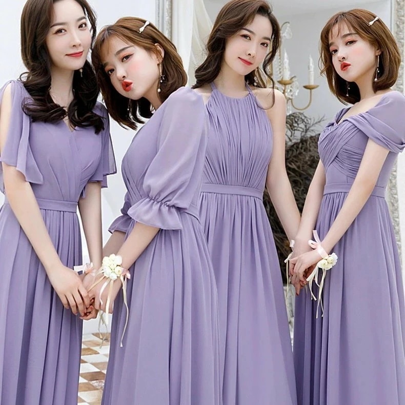 【急速出荷!】ブライズメイド ドレス ラベンダー フォーマルドレス ロング丈 インフィニティ パーティードレス Aライン フレア 結婚式 ワンピース マキシ丈 二次会 演奏会 記念日 ダンス衣装 海外