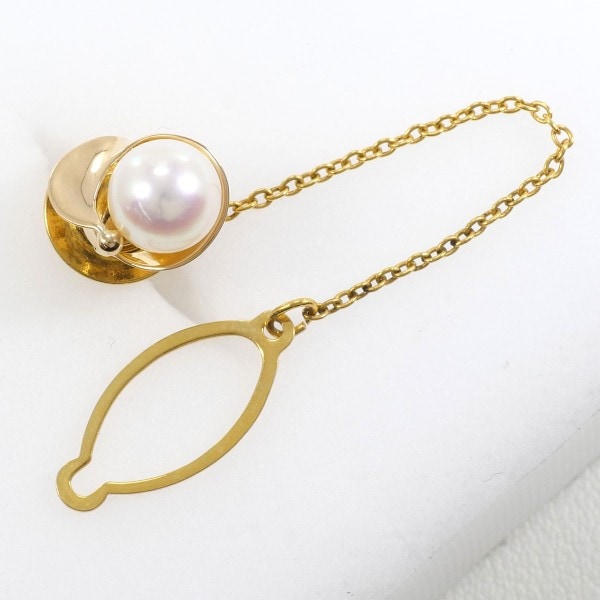 K18 18金 YG イエローゴールド 合金 ピンブローチ パール (真珠) ジュエリー 中古