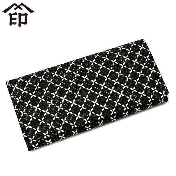 そよか 束入 長財布 ロングウォレット 札入 フラップ 小銭入れあり 本革 鹿革 革 レザー 漆 軽量 上原勇七 甲州印伝 七宝繋ぎ 和柄 日本製 レディース 8806