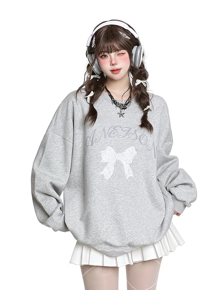 秋冬 トレンド トップス 厚手裹起毛 2type 長袖 かわいいTシャツレディース韓国風ロゴ衣装ルーズゆったりカジュアルおしゃれサイズスリーブシルエットファッション系サイドシャツフット