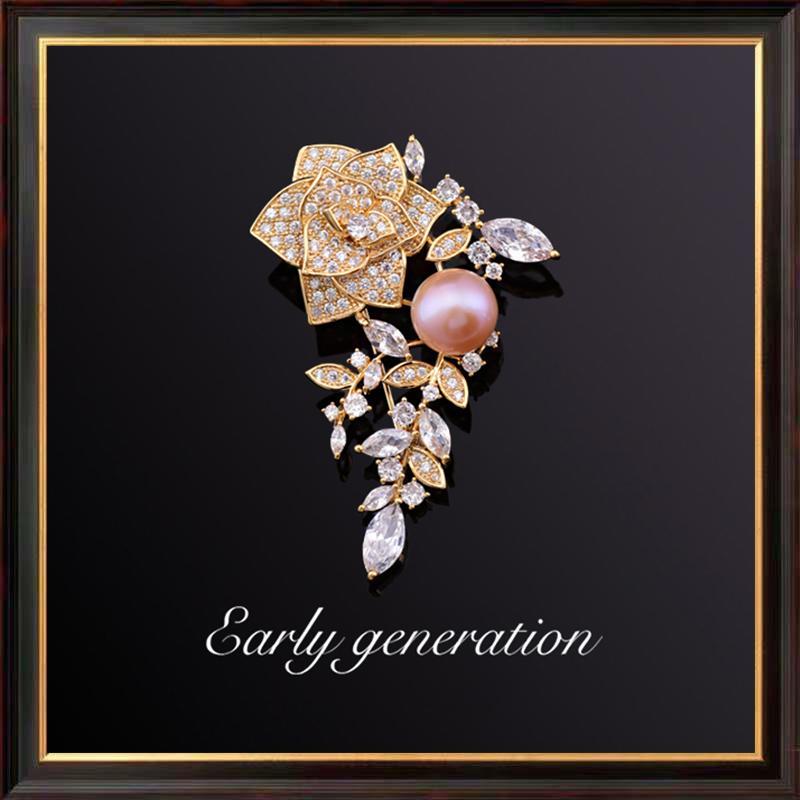 ブローチ 淡水パール バラ おしゃれ ハイエンド レディース パーティー セレモニー 女性 エレガント 植物 フラワー スーツ コート アクセサリー
