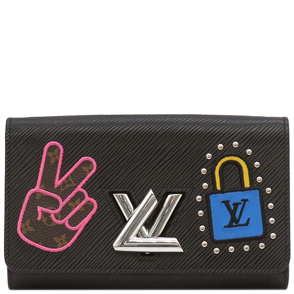 ルイヴィトン LOUIS VUITTON チェーンウォレット ポルトフォイユ ツイスト エピレザー ブラック シルバー金具 チェーンショルダー パッチワーク M63320 SP3108【中古】