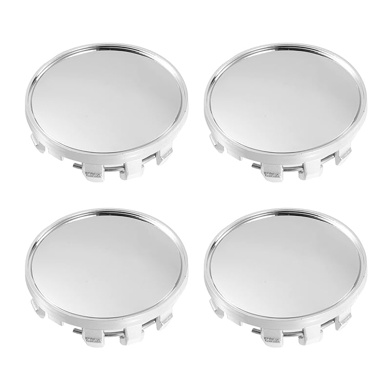 ACROPIX ホイールタイヤセンターハブキャップカバー 車用 59mm直径 9クリップ グロスシルバートーン 4個
