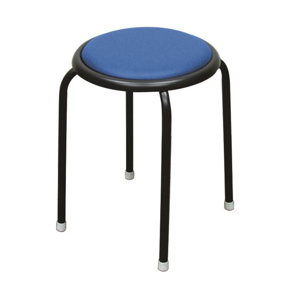 シンプル スタッキングチェア (同色10脚セット ブルー×ブラック) 幅32cm 日本製 スチールパイプ