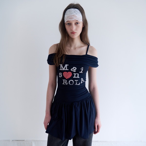 OFF SHOULDER JERSEY ONE PIECE NAVY