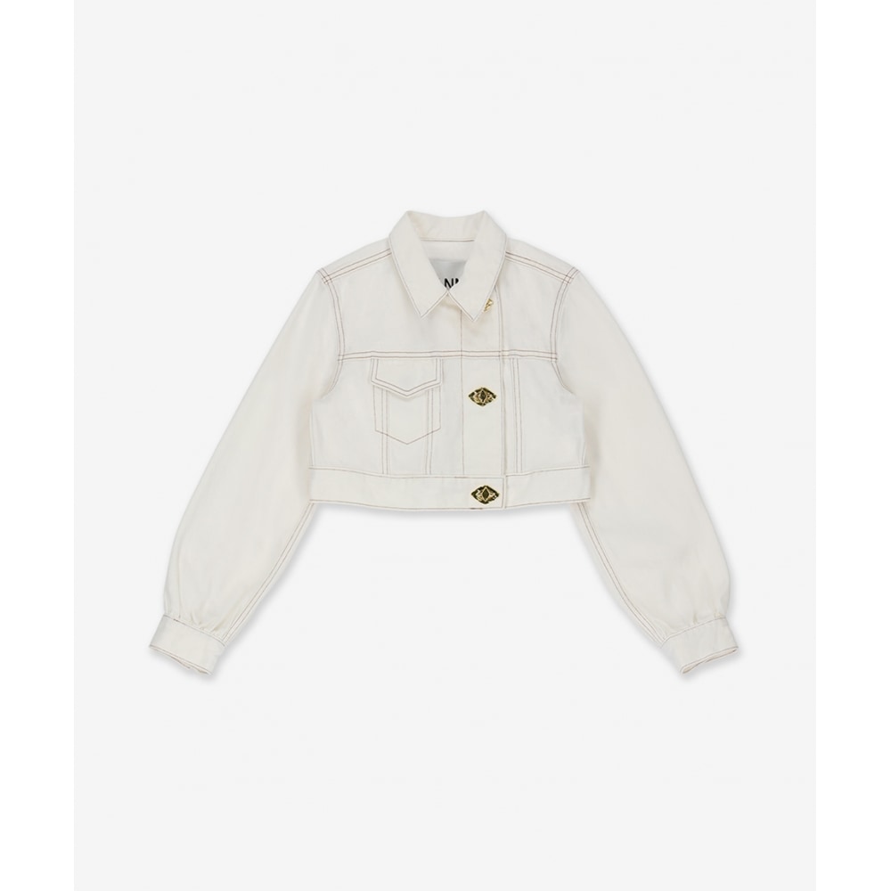 GANNIレディースクロップデニムトラッカージャケット - ブライトホワイト/ J1171151