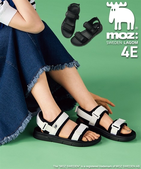 ストラップ ゆったり幅広 moz モズ ダブルストラップサンダル ワイズ４Ｅ