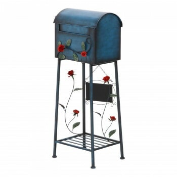 不二貿易　C/D:96760　メールボックス　ローズ横型　ブルー　XBDT683