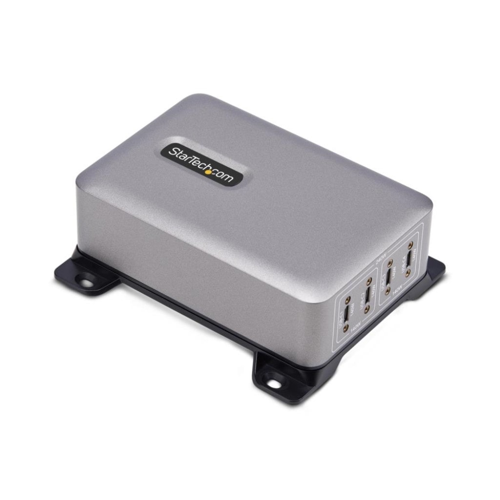 StarTech.com [424DNA-USB-C-CHARGER] USB-C充電器/4ポート/合計240W 各ポート最大140W/USB PD EPR 3.1対応/ねじ固定ポート/取付金具付属/