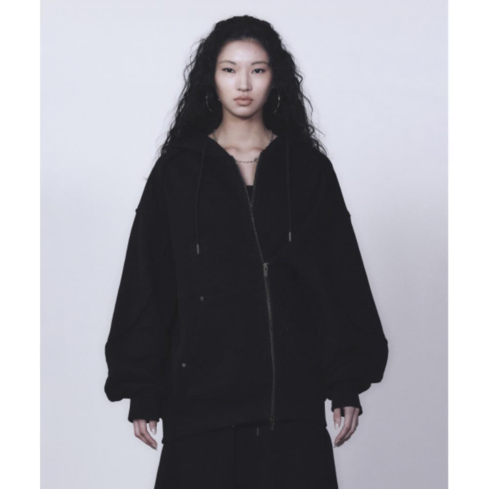 TREEMINGBIRD Zipper Finishing Sweat Hoodie Zipup Black