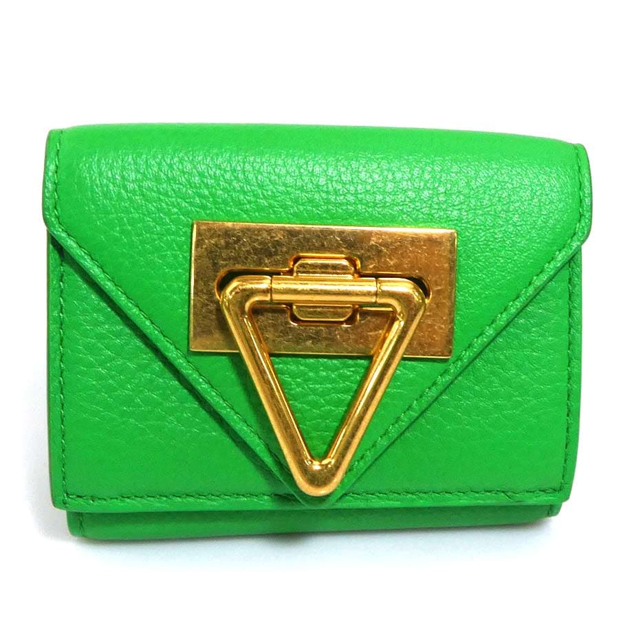 ボッテガヴェネタ BOTTEGAVENETA 三つ折り財布 レザー グリーン ユニセックス r11221a