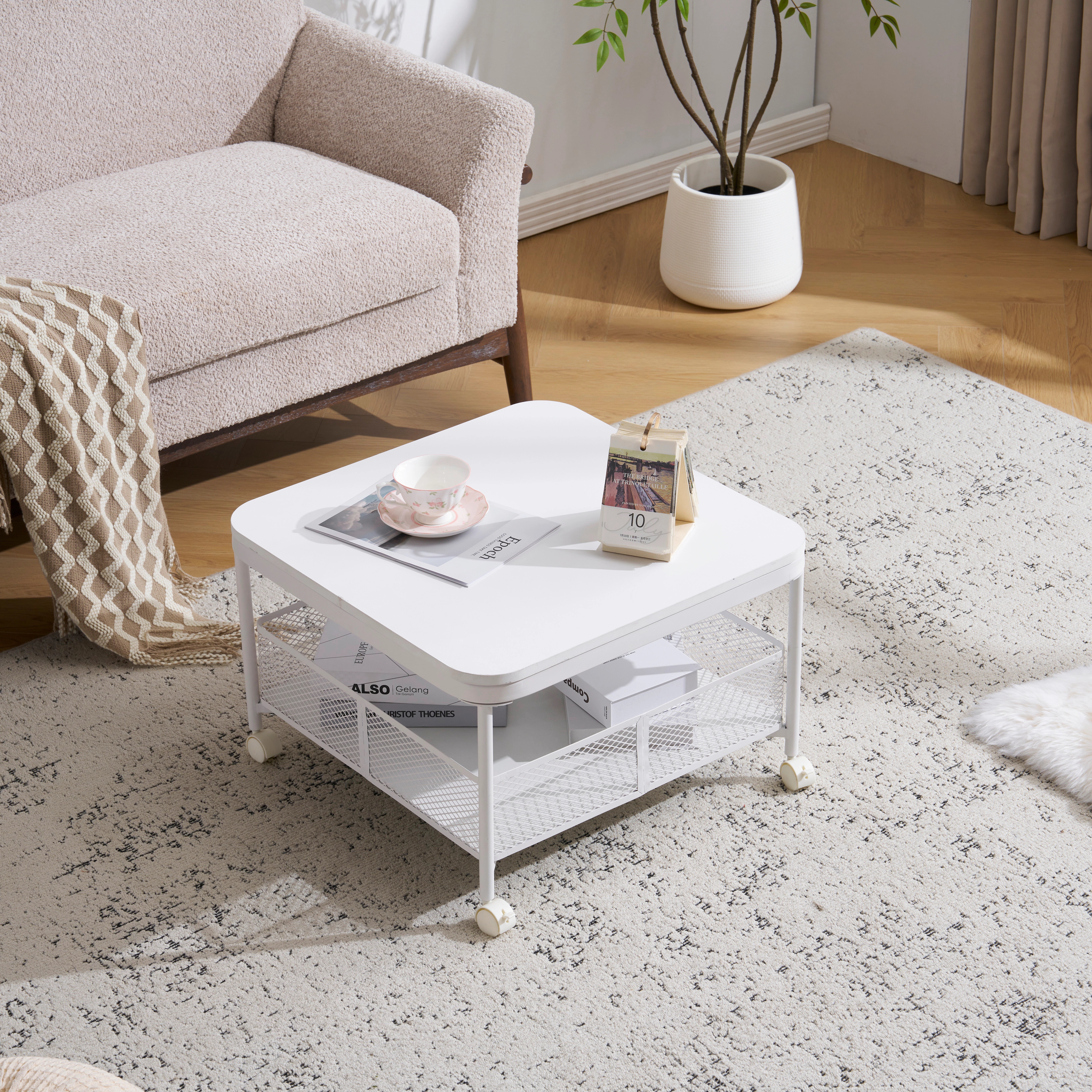 533【単一のテーブル】センターテーブル リビングテーブル ローテーブル リビング 新生活 人気 おしゃれ カフェ風 モダン カフェ table 収納付き　キャスター付き 移動に便利だ 組立て簡単 ナ