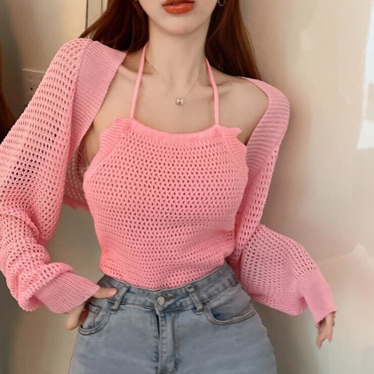 トップス レディース カーディガン キャミソール ノースリーブ ショート ショート丈 袖なし 襟なし