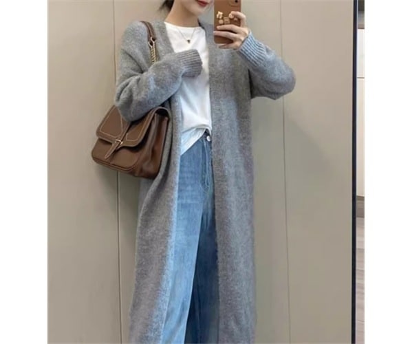 レディース ニット カーディガン 羽織 前開き ロング 長袖 大人可愛い きれいめ シンプル カジュアル 上品 おしゃれ レトロ ラフ ボーイッシュ ルーズ クール エレガント ナチュラル シック