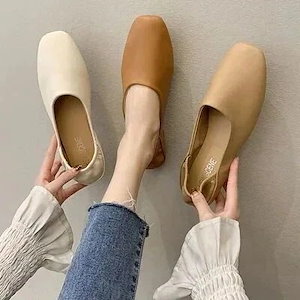 ヒールパンプス ローファー 耐久性 スクエア靴 フラットシューズ 耐久性 滑り止め カジュアル 通気性 柔らかい底 快適性 ファッション