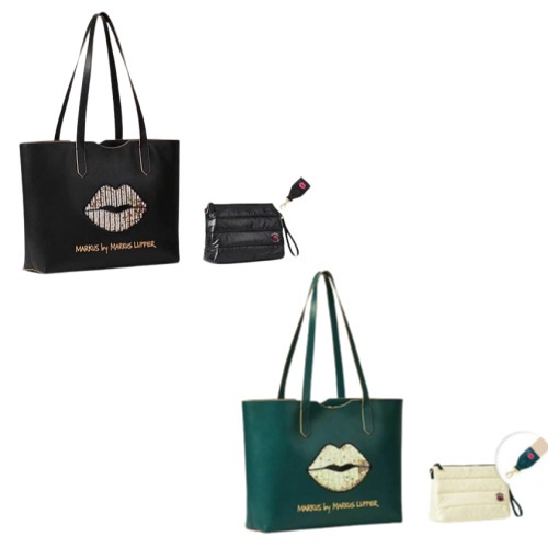 MARKUS LUPFER 韓国女性人気 革ショッパーバッグ 2in1構成 3種カラー ジッパーポケット オープンポケット 分離収納用 ウェビングストラップ