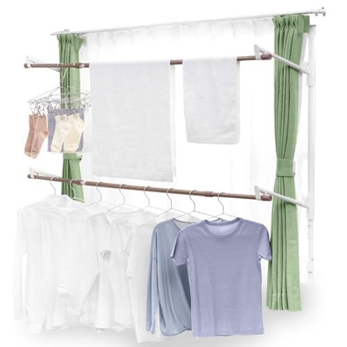 色：3人用スタンダードタイプ(木目調ホワイト) アイリスオーヤマ 窓を開けるだけで外に干さずに乾かせ