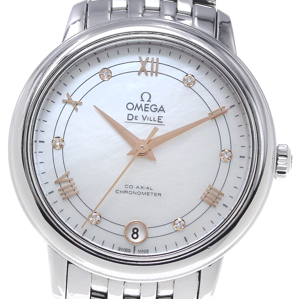 オメガ OMEGA 424.10.33.20.55.002 デビル プレステージ 6Pダイヤ デイト 自動巻き レディース 箱・保証書付き_867213【中古】 296,300円