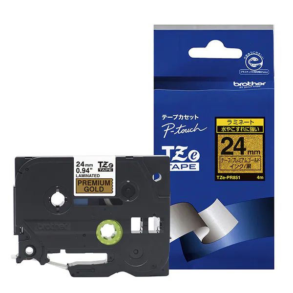 （まとめ買い）ピータッチテープ おしゃれテープ 24mm プレミアムゴールド/黒文字 TZE-PR851 [x3]
