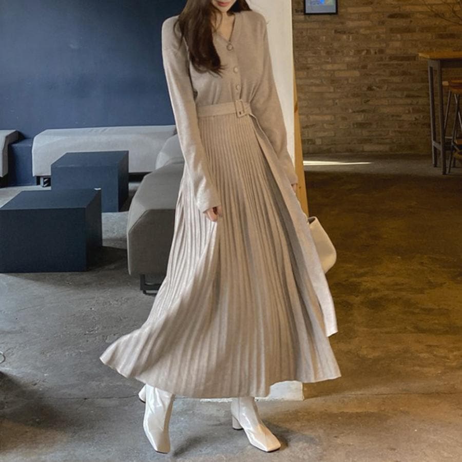 ニットワンピースロングワンピハイウエスト【在庫限り】売り尽くしセール