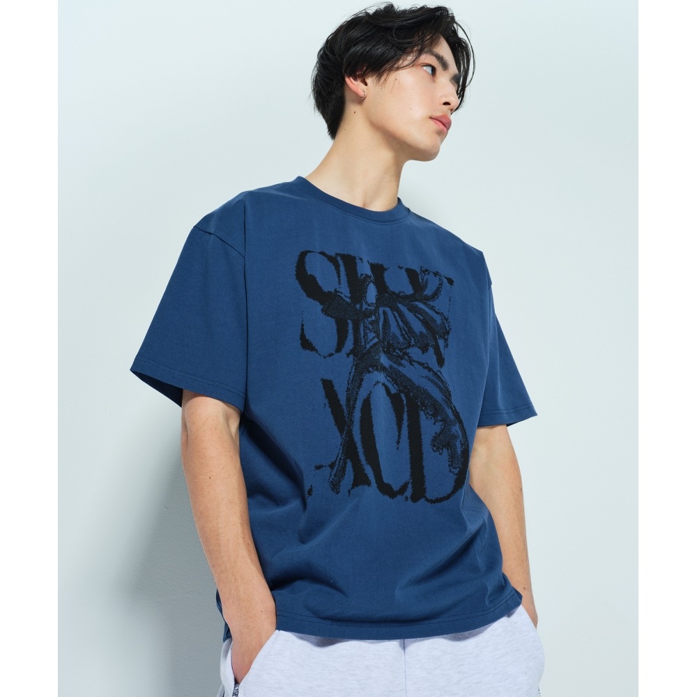 SLOW ACID ラスティロゴ 半袖Tシャツ [ディープブルー]