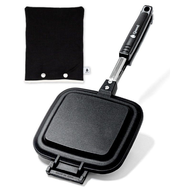 【燕三条製】 ホットサンドメーカー 直火 専用カバーセット (レシピ集付) 日本製 丸洗いOK 耳圧着式 耳まで焼ける 上下分離型 片面フラット フッ素加工 ガス火 調理器具 アウトドア