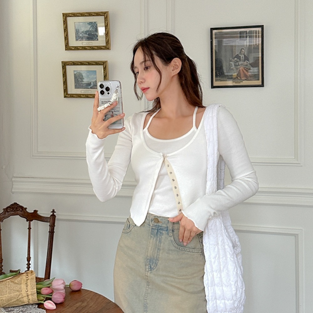 (JSTYLEのイーブレット) イーブレットスローンリブナシカーディガンセット Jスタイル